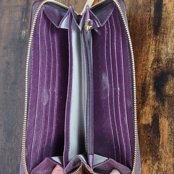Michael Kors Plum Leather Mercer Zip Around Wallet - Picture 6 of 12